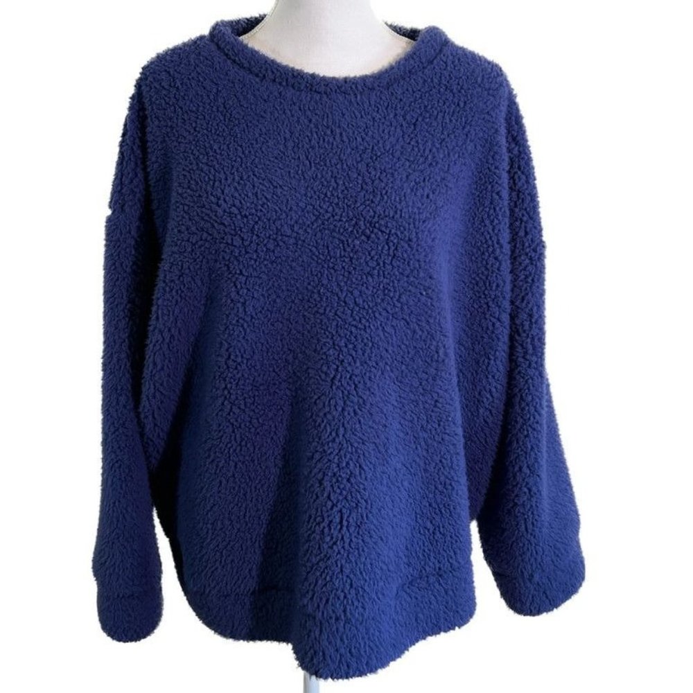 Muk Luks Chunky Blue Crew Neck Pullover Sweatshirt